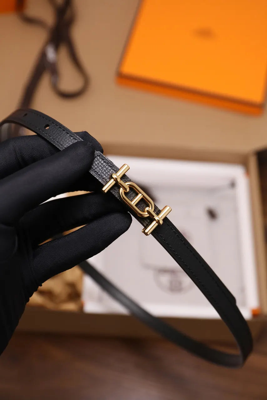 Hermes Black Leather Rivale Double Tour Bracelet - Hình 8