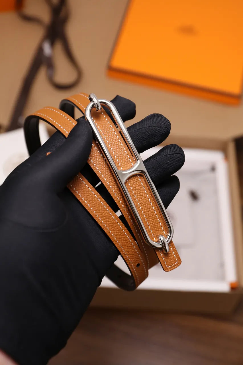 Hermes Gold Swift Leather Belt - Hình 2