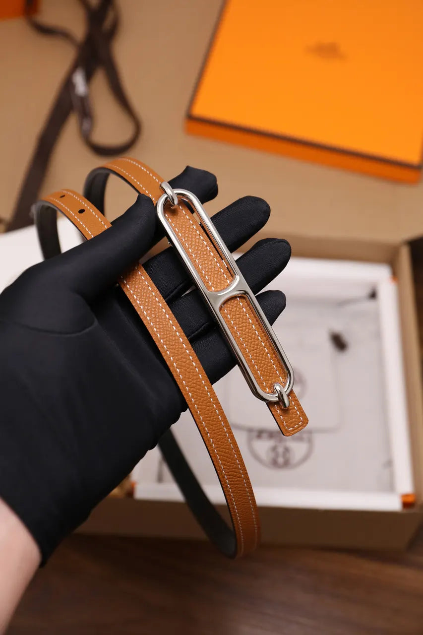 Hermes Gold Swift Leather Belt - Hình 3