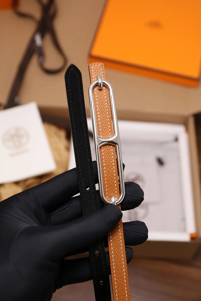 Hermes Gold Swift Leather Belt - Hình 4