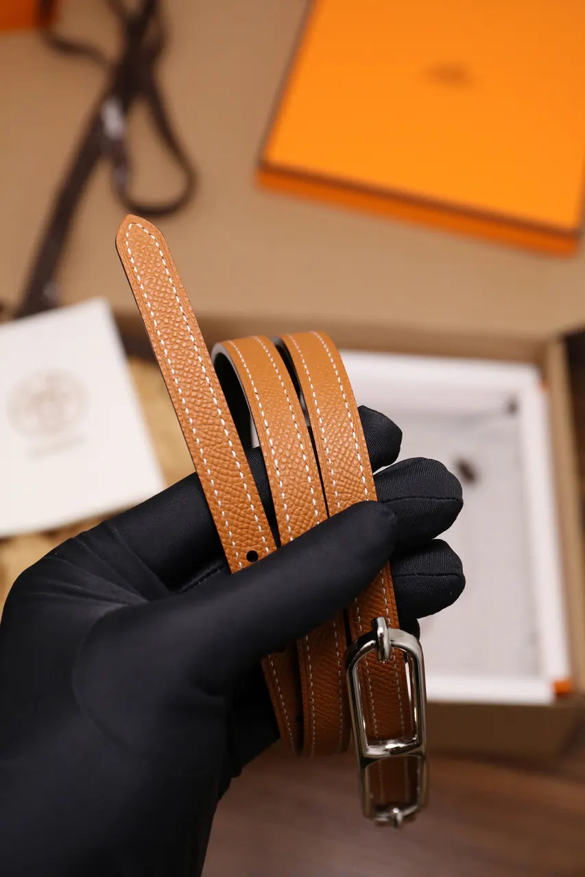 Hermes Gold Swift Leather Belt - Hình 6