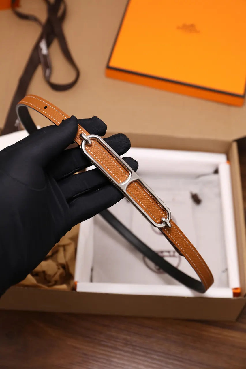 Hermes Gold Swift Leather Belt - Hình 7