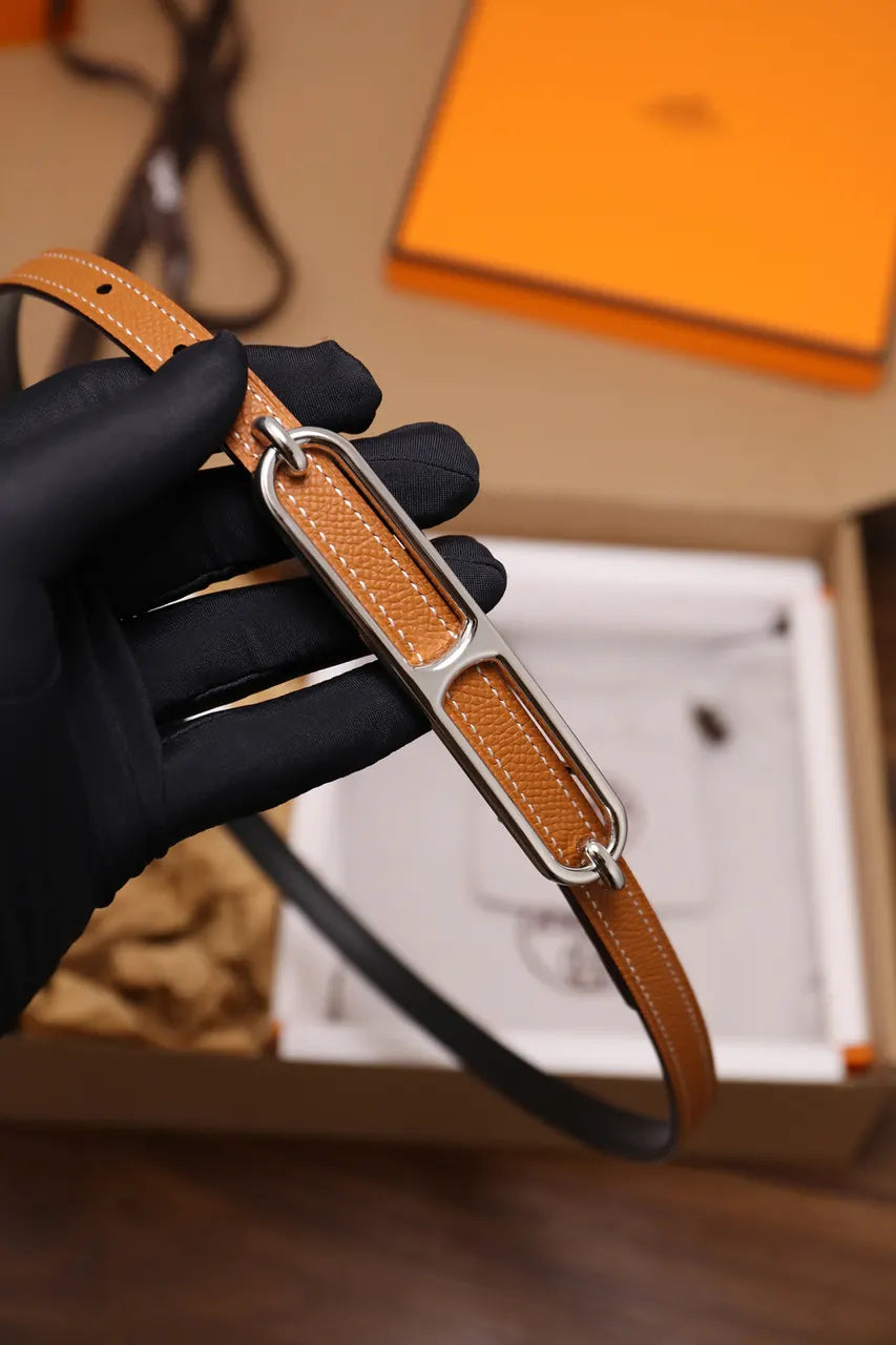 Hermes Gold Swift Leather Belt - Hình 8
