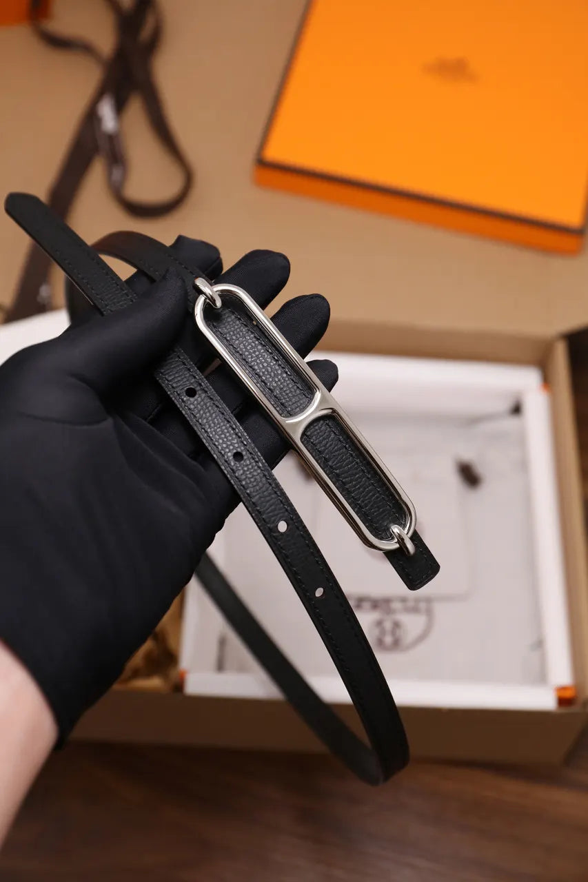 Hermes Swift Black Leather Belt - Hình 3