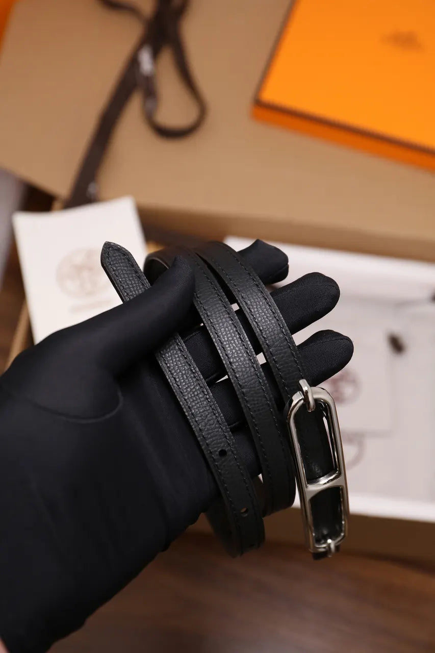 Hermes Swift Black Leather Belt - Hình 4