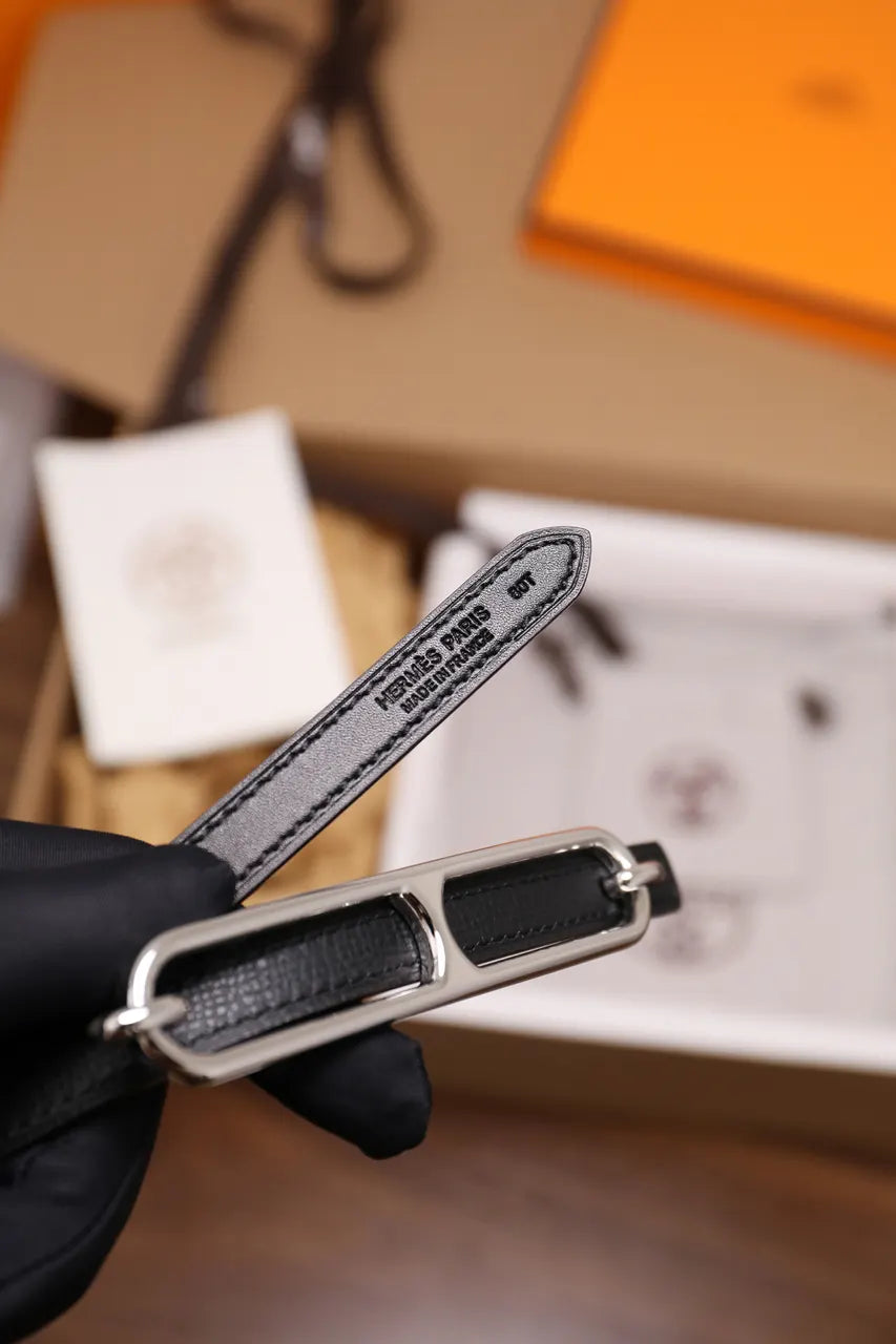 Hermes Swift Black Leather Belt - Hình 6