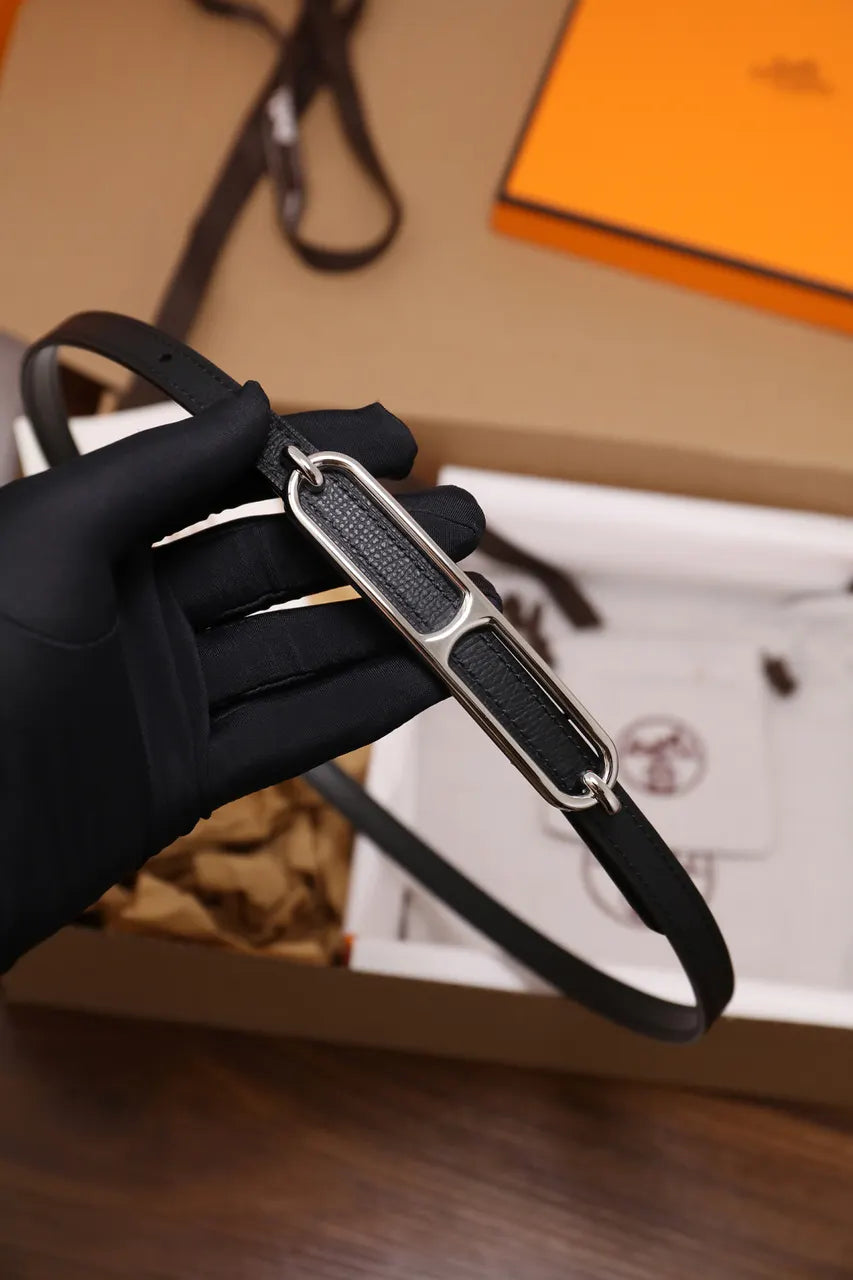 Hermes Swift Black Leather Belt - Hình 7