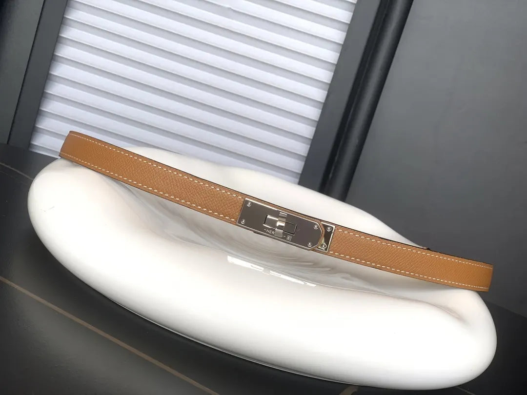 silver constance Hermes Gold Togo Leather Belt - Hình 2