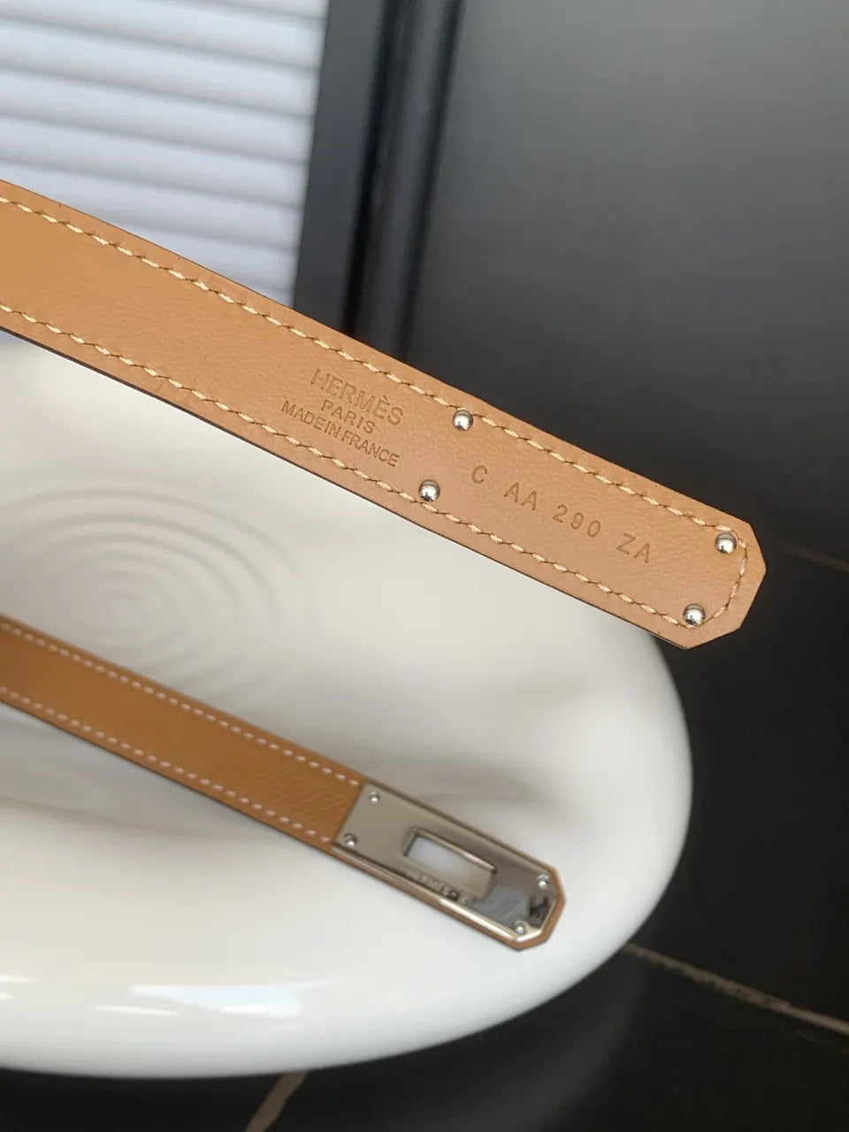 silver constance Hermes Gold Togo Leather Belt - Hình 5