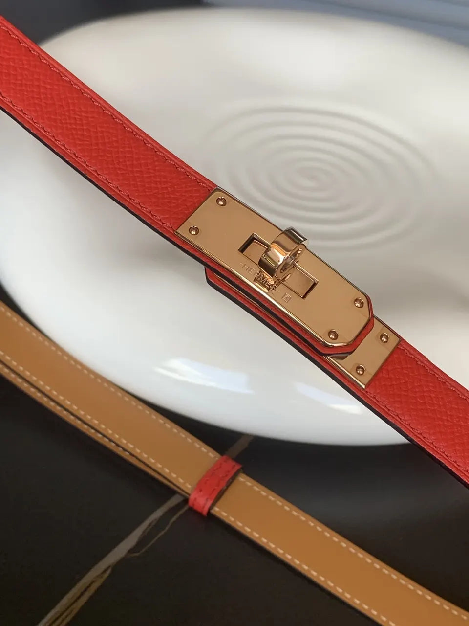 Hermes Rouge Casaque Belt - Hình 4