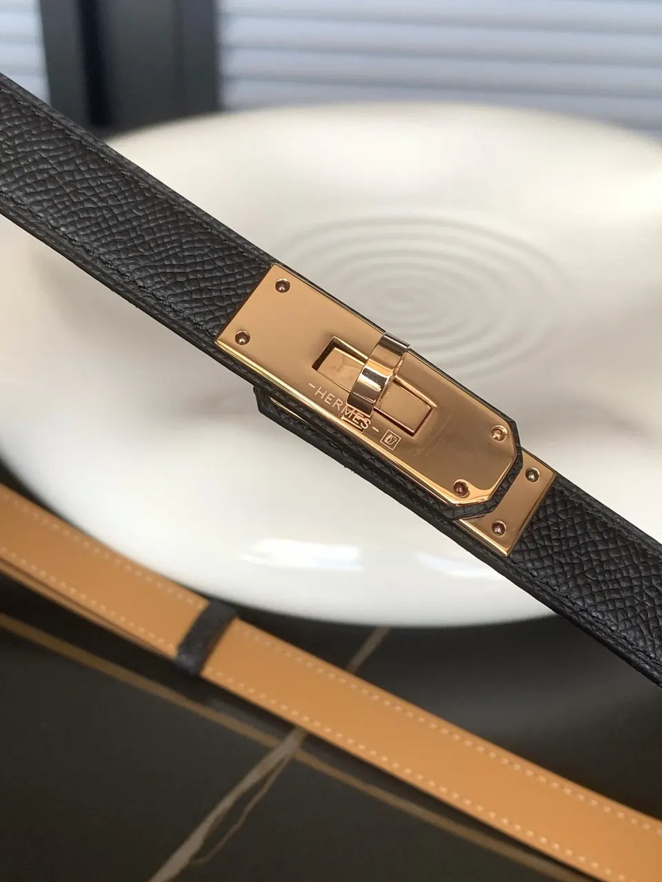 Hermes Noir Kelly Buckle Belt - Hình 4