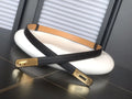 gold plated Hermes Black Grained Leather Belt