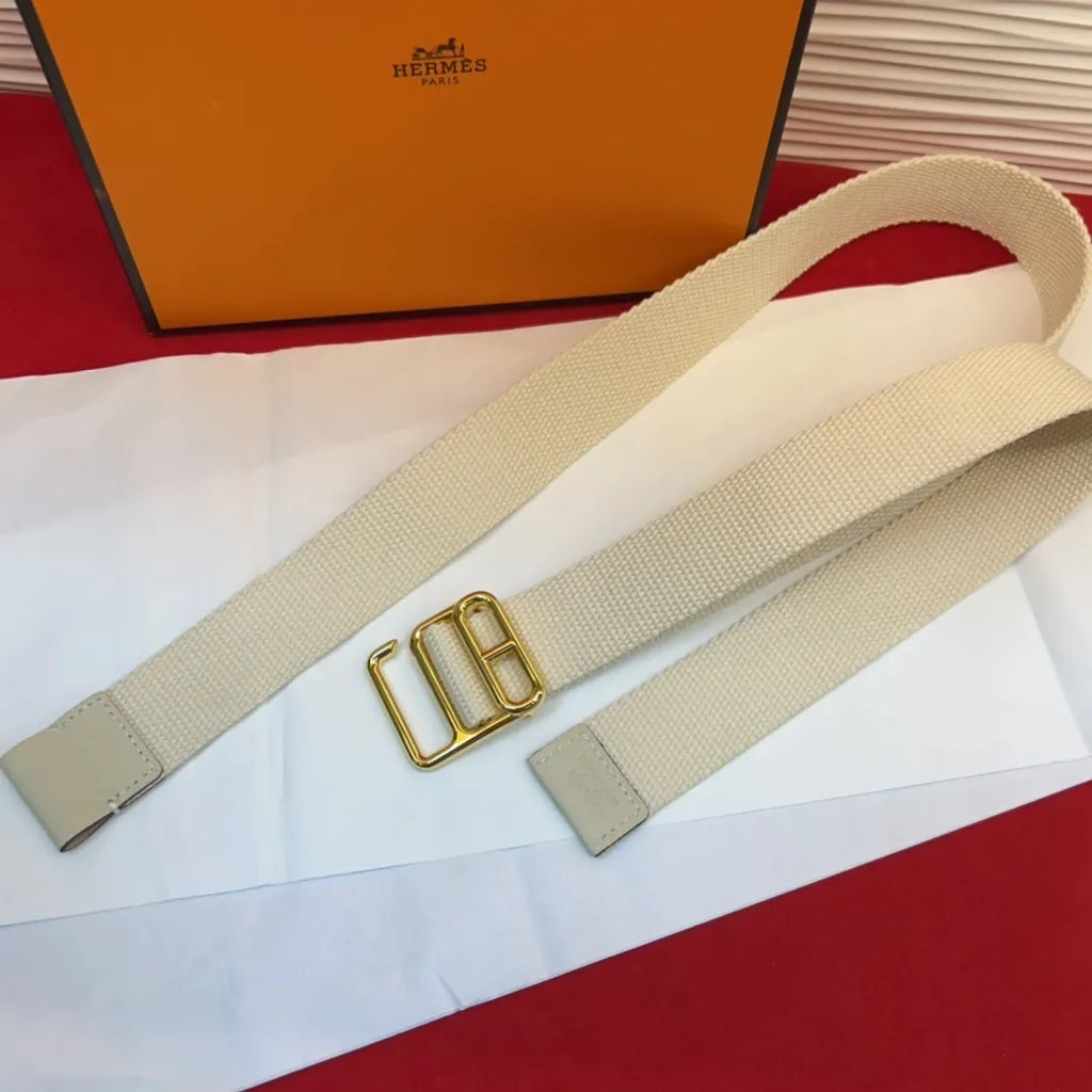Hermes Off-White Canvas Belt