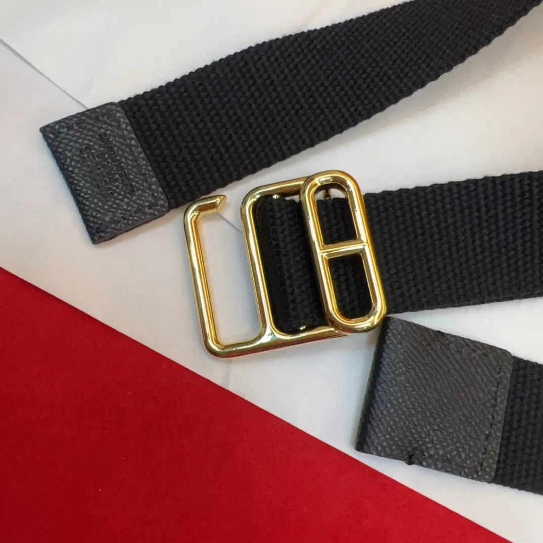 Hermes Black Canvas Belt - Hình 9