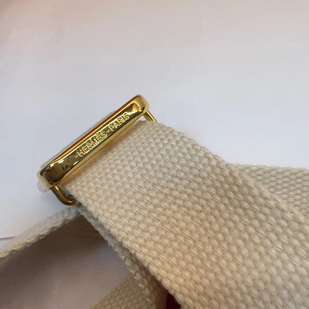 Hermes Off-White Canvas Belt - Hình 6