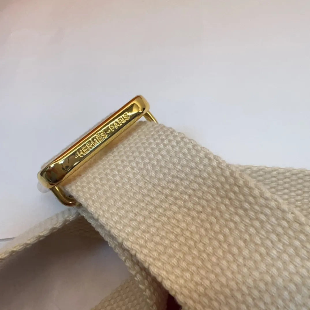 Hermes Off-White Canvas Belt - Hình 6