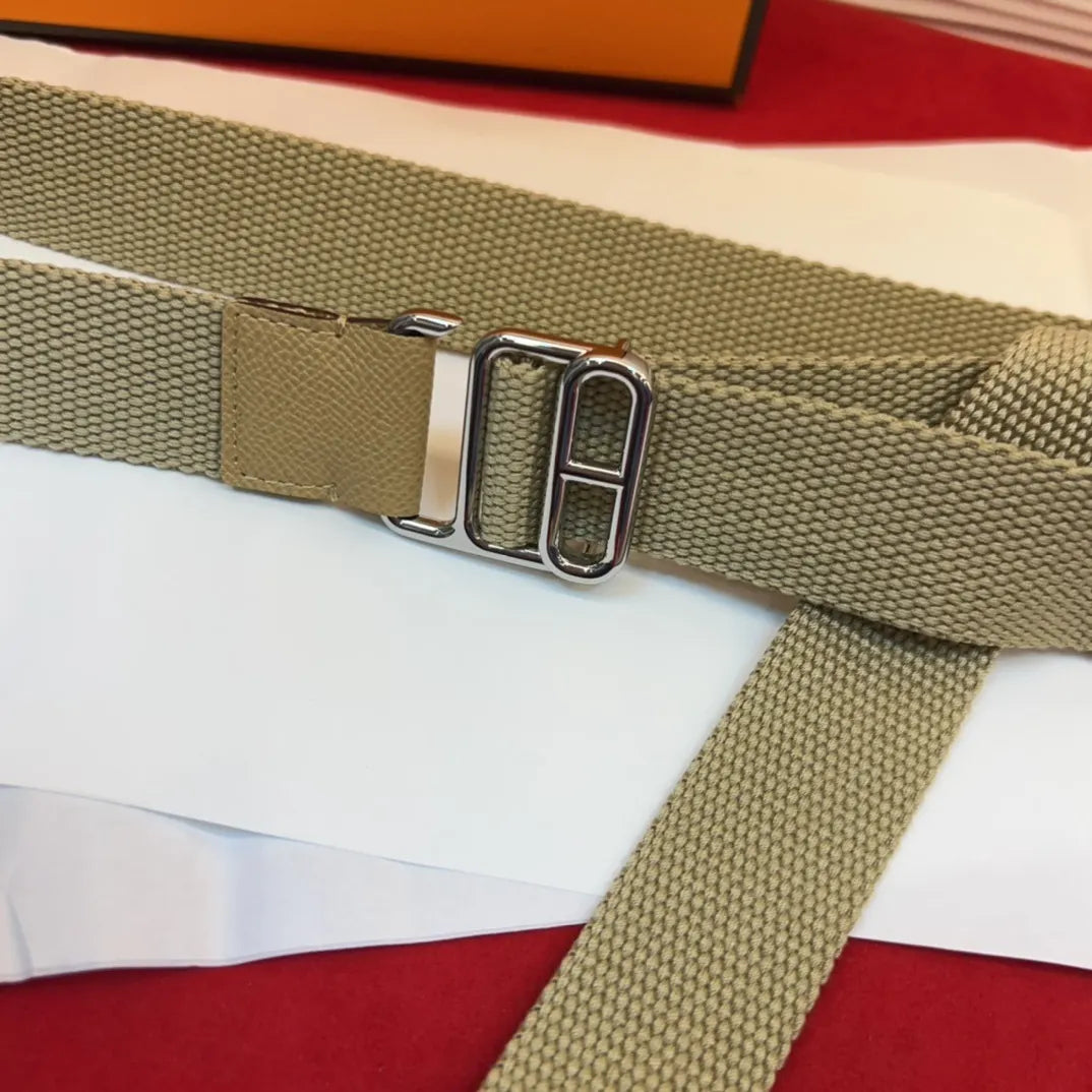 Hermes Beige Canvas Belt - Hình 2