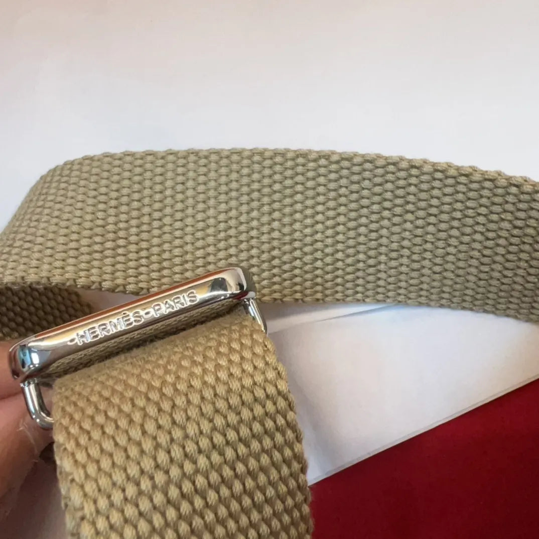 Hermes Beige Canvas Belt - Hình 3