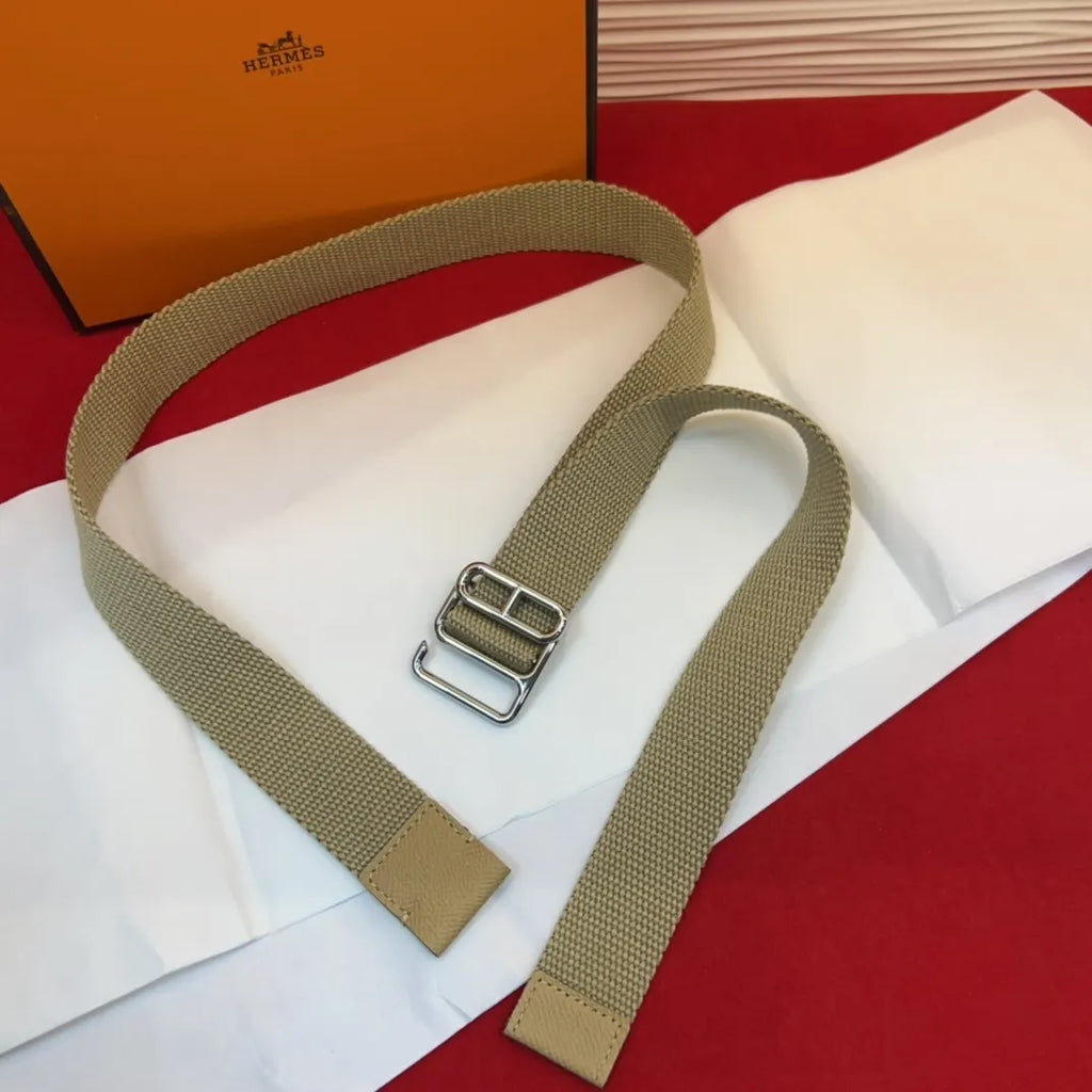 Hermes Beige Canvas Belt - Hình 4