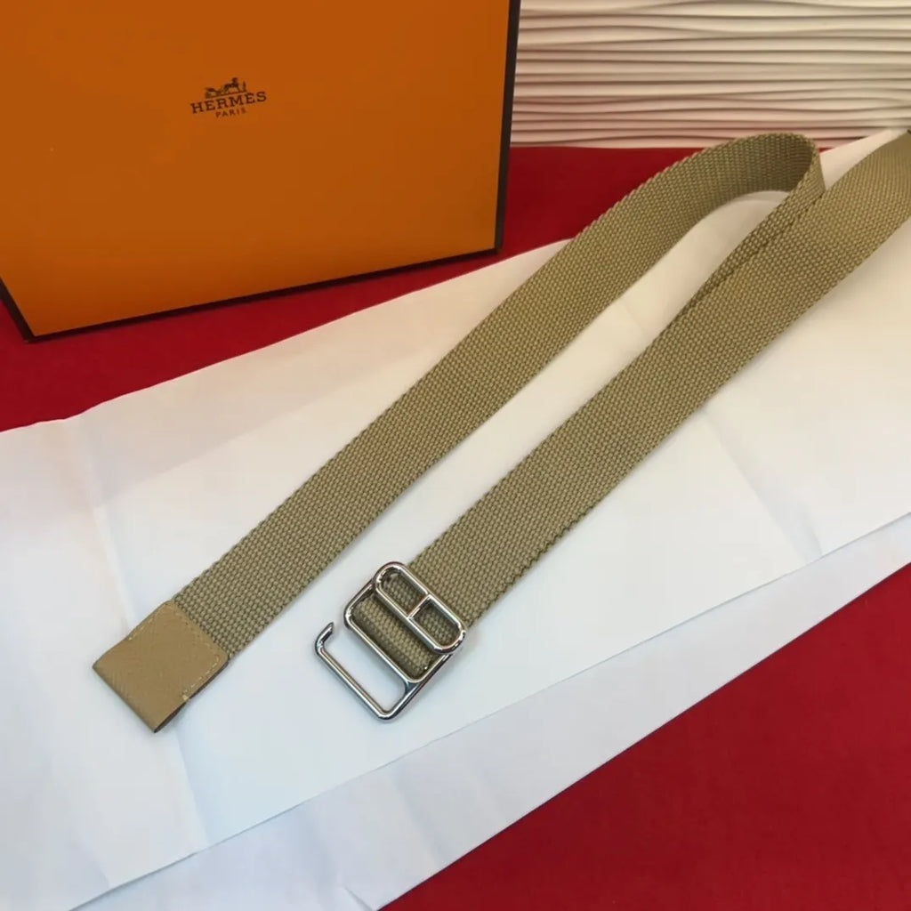 Hermes Beige Canvas Belt - Hình 6
