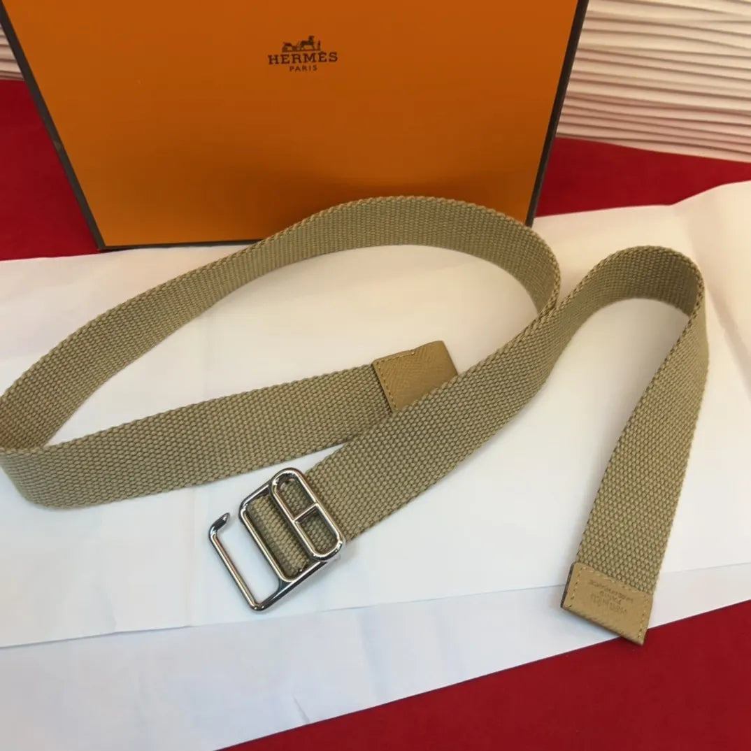 Hermes Beige Canvas Belt - Hình 7