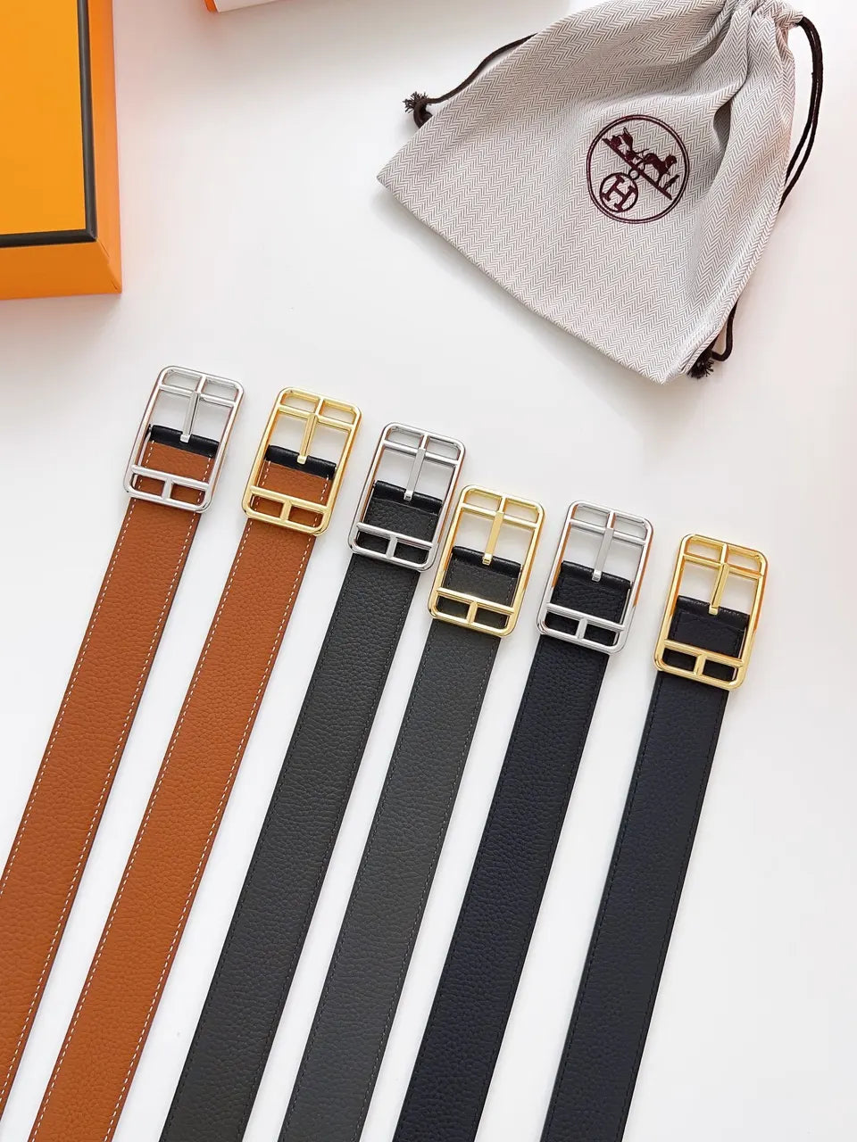 Hermes Two-Tone Buckle Belt - Hình 3