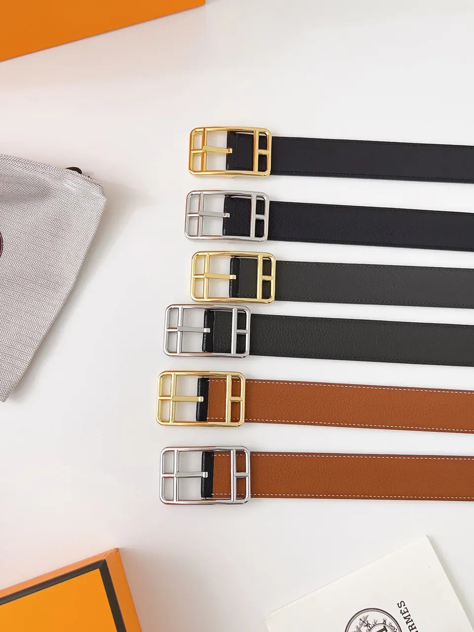 Hermes Two-Tone Buckle Belt - Hình 4