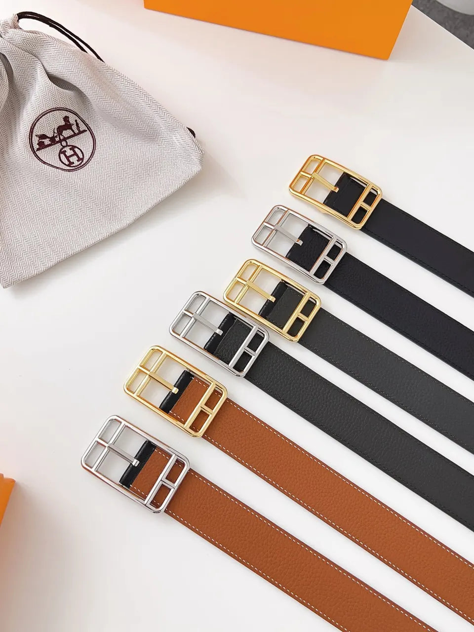 Hermes Two-Tone Buckle Belt - Hình 5