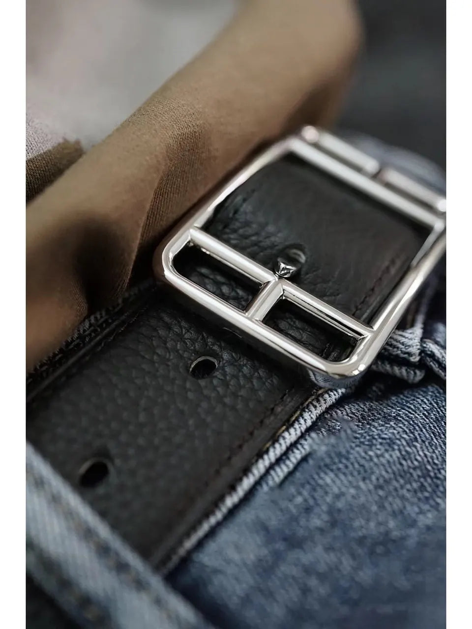 Hermes Cape Cod Black Leather Belt - Hình 2