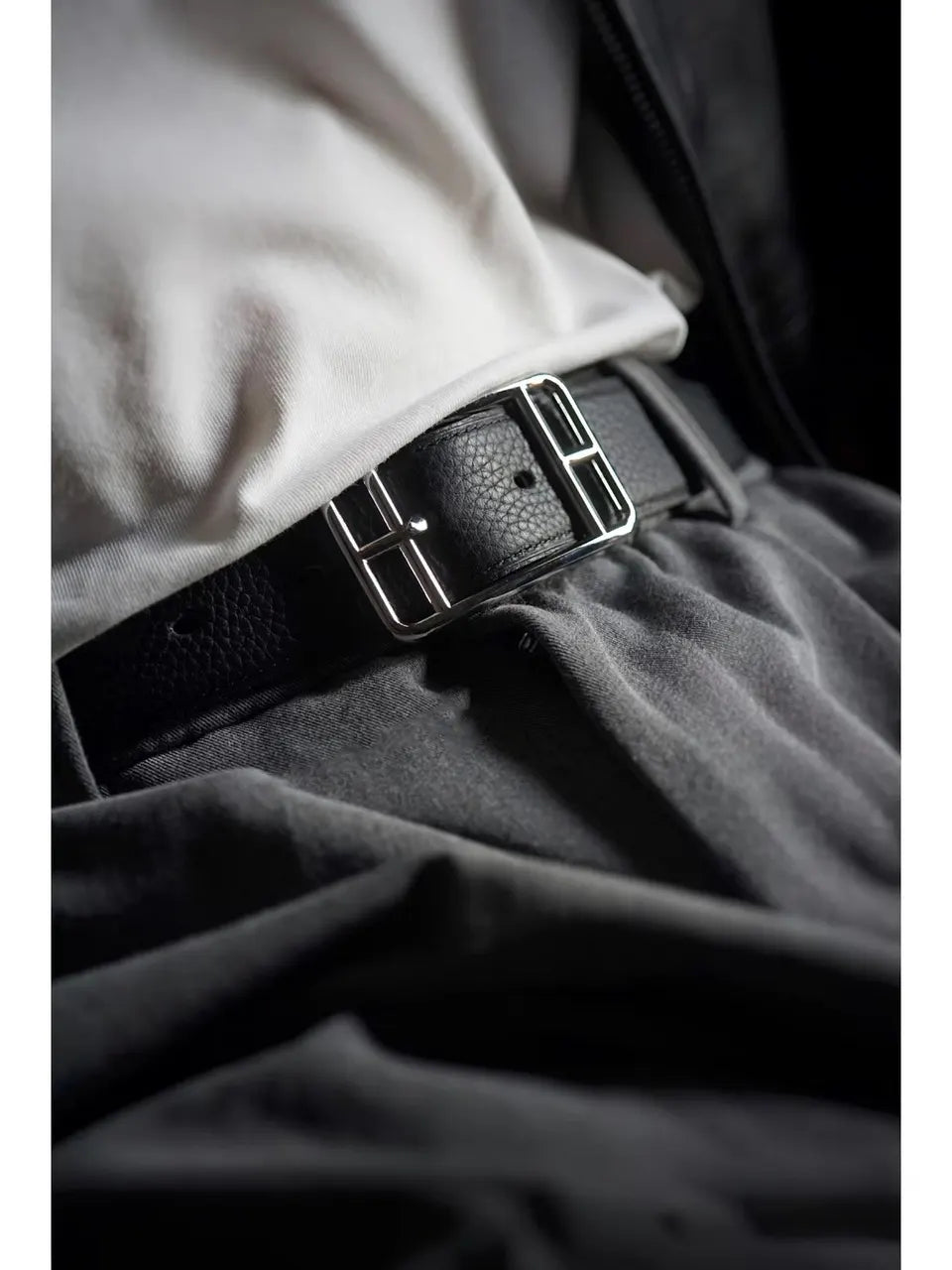 Hermes Cape Cod Black Leather Belt - Hình 4