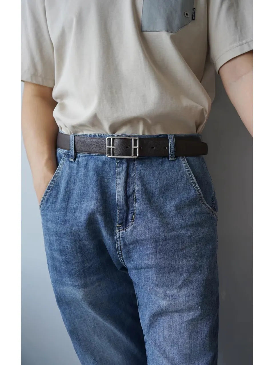 Hermes Cape Cod Black Leather Belt - Hình 5