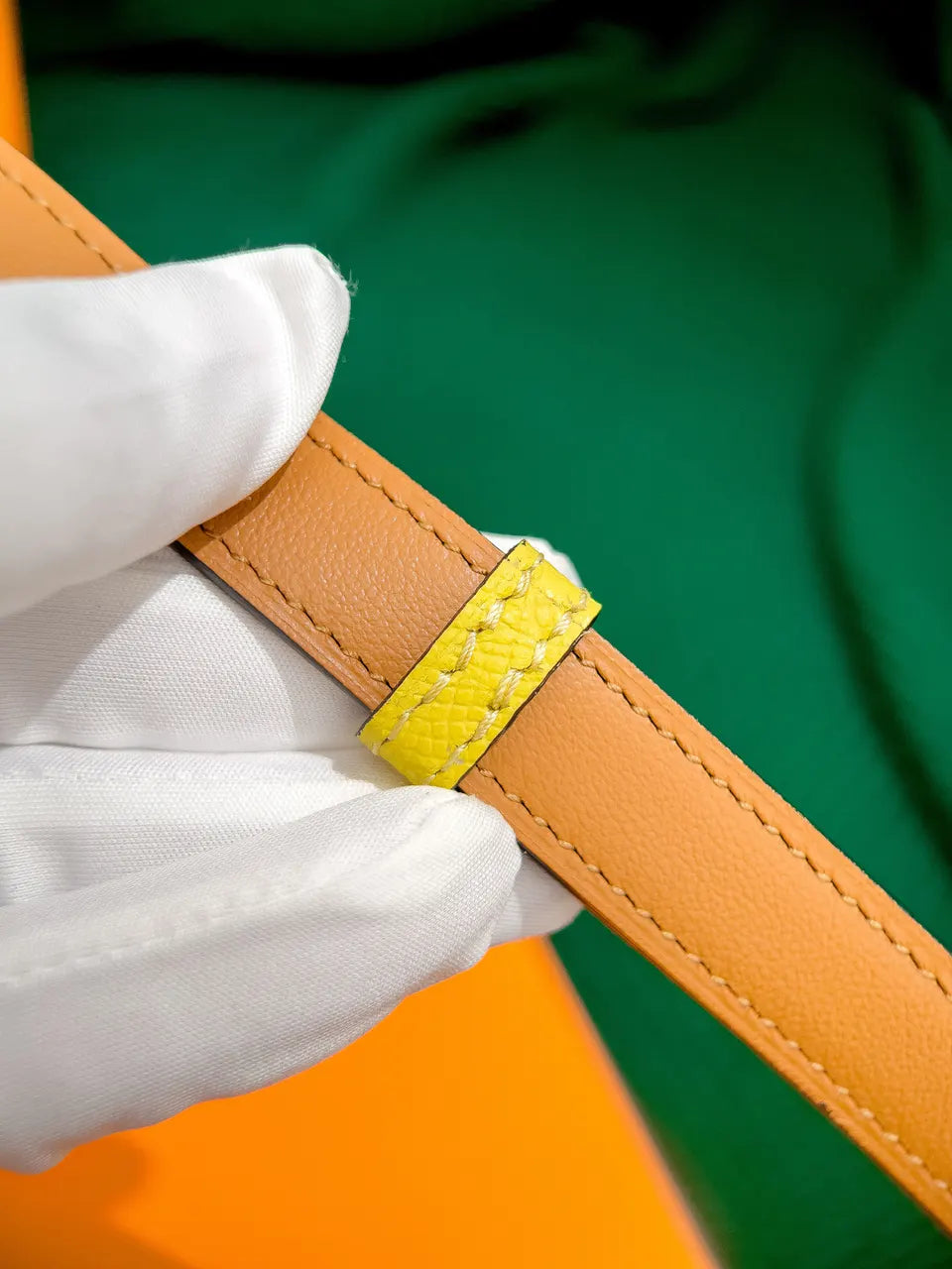 Hermes Kelly Yellow Lizard Belt - Hình 7