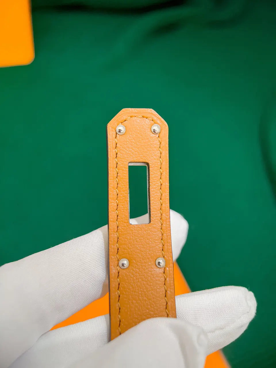 Hermes Kelly Yellow Lizard Belt - Hình 9