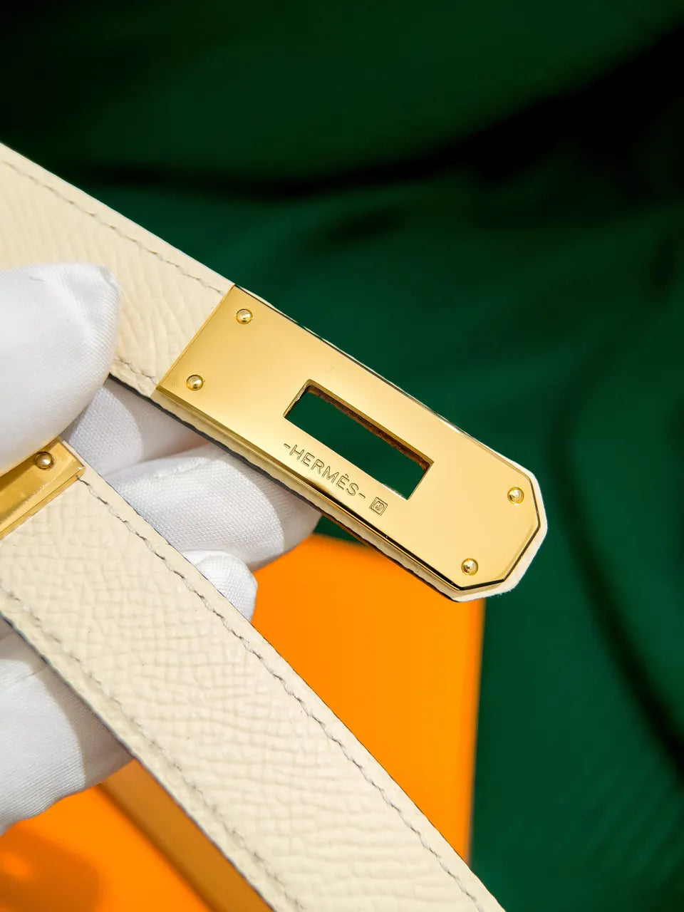 Hermes White Epsom Leather Belt - Hình 3