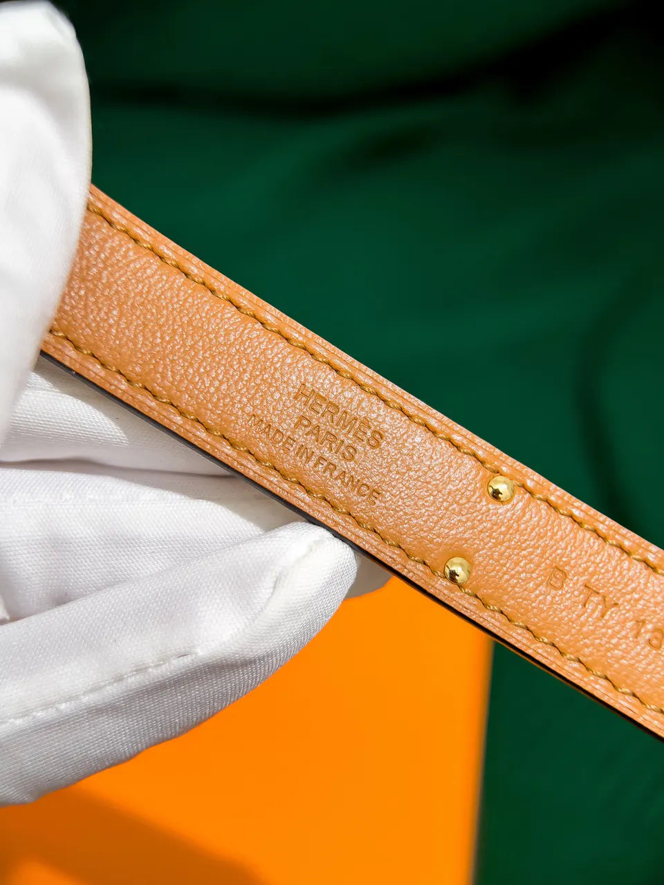 Hermes White Epsom Leather Belt - Hình 6