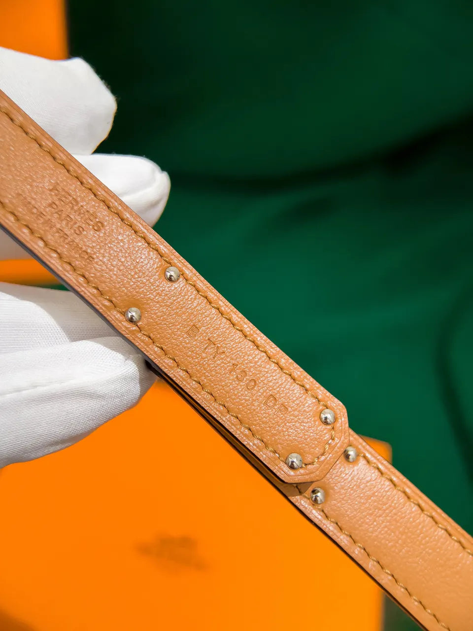 Hermes Écru Swift Leather Belt - Hình 5