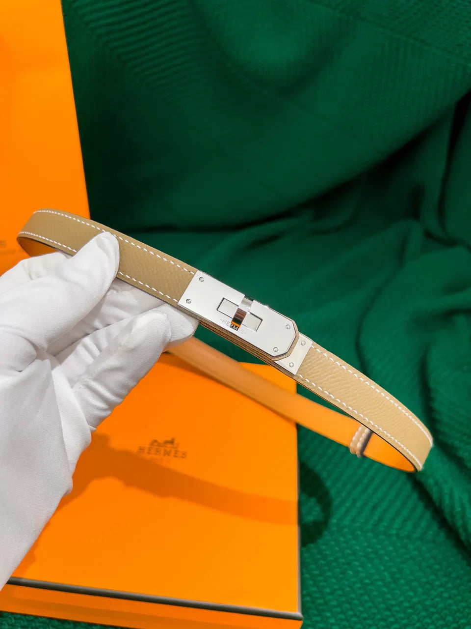 Hermes Etain Leather Bracelet