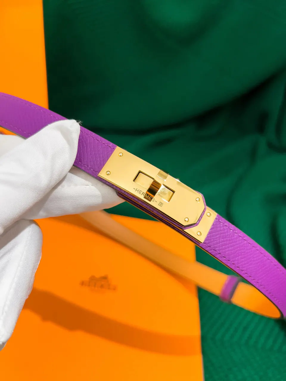 Hermes Purple Leather Belt - Hình 2