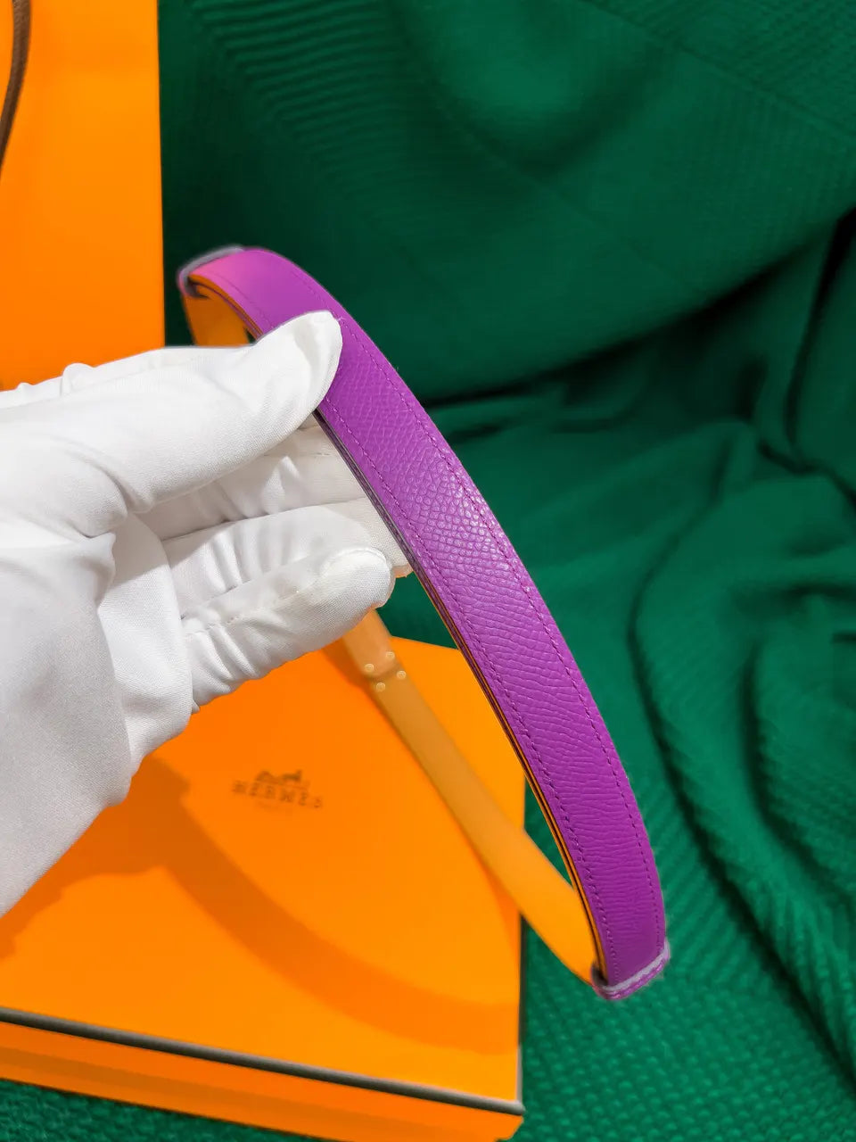 Hermes Purple Leather Belt - Hình 3