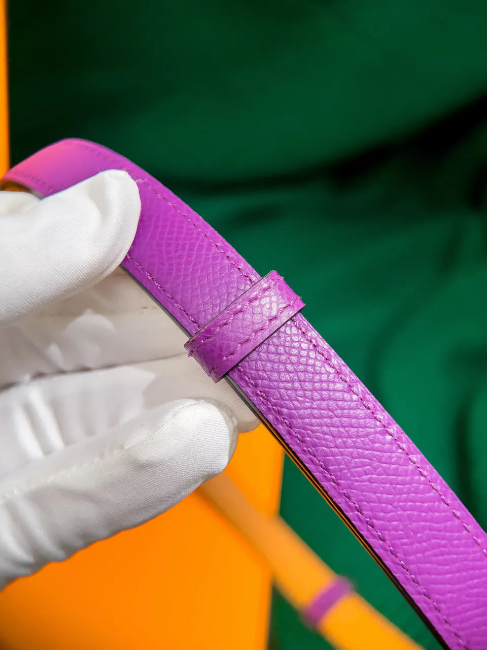 Hermes Purple Leather Belt - Hình 4