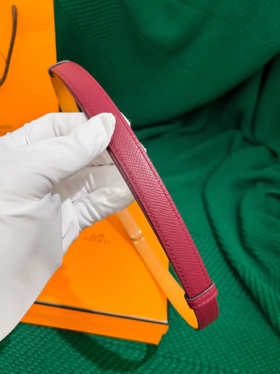 Hermes Fuchsia Leather Belt - Hình 4