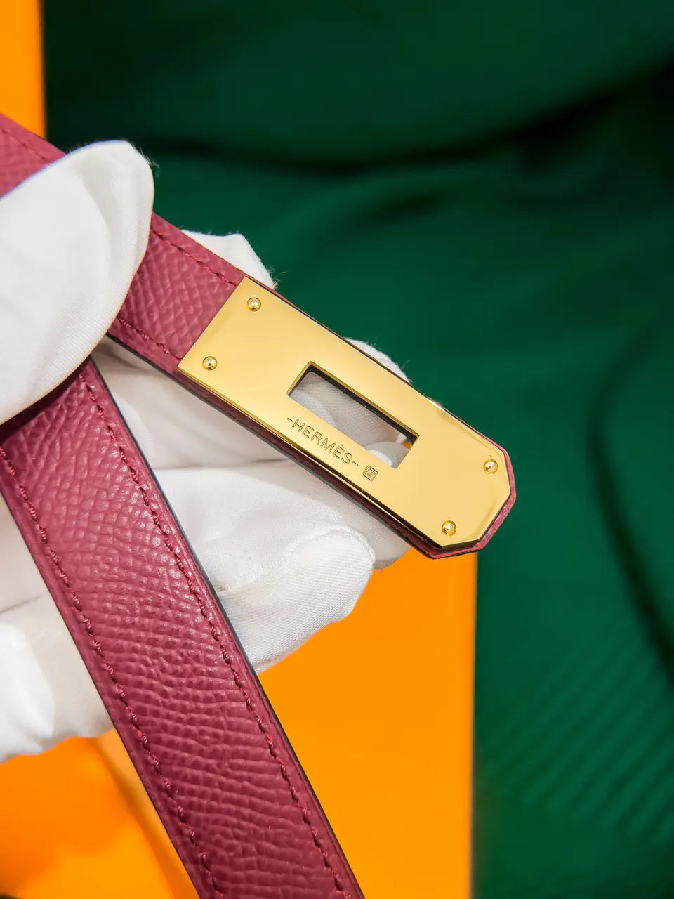 Hermes Fuchsia Leather Belt - Hình 5