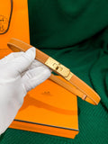 caramel Hermes Gold Kelly Buckle Belt