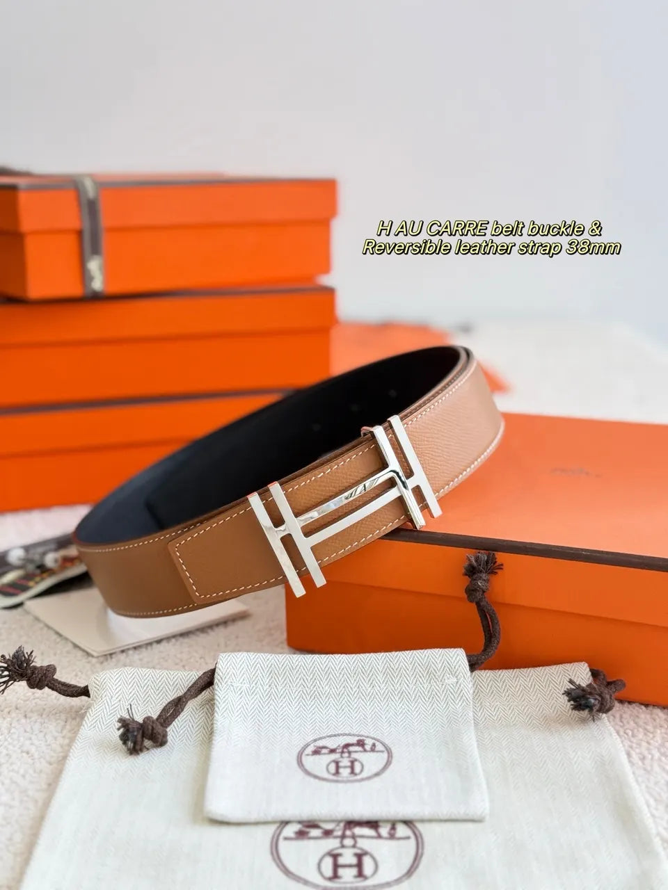 Hermes H Au Carre Reversible Belt - Hình 2