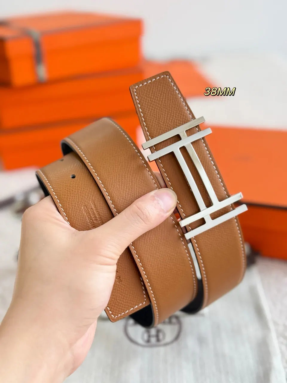 Hermes H Au Carre Reversible Belt - Hình 3