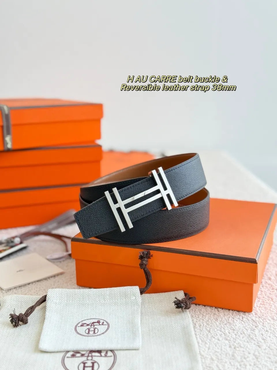 Hermes H Au Carre Reversible Belt - Hình 4