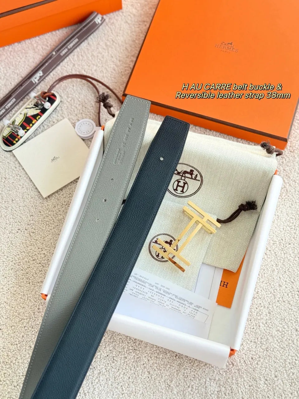 Hermes H Au Carre Reversible Belt - Hình 2