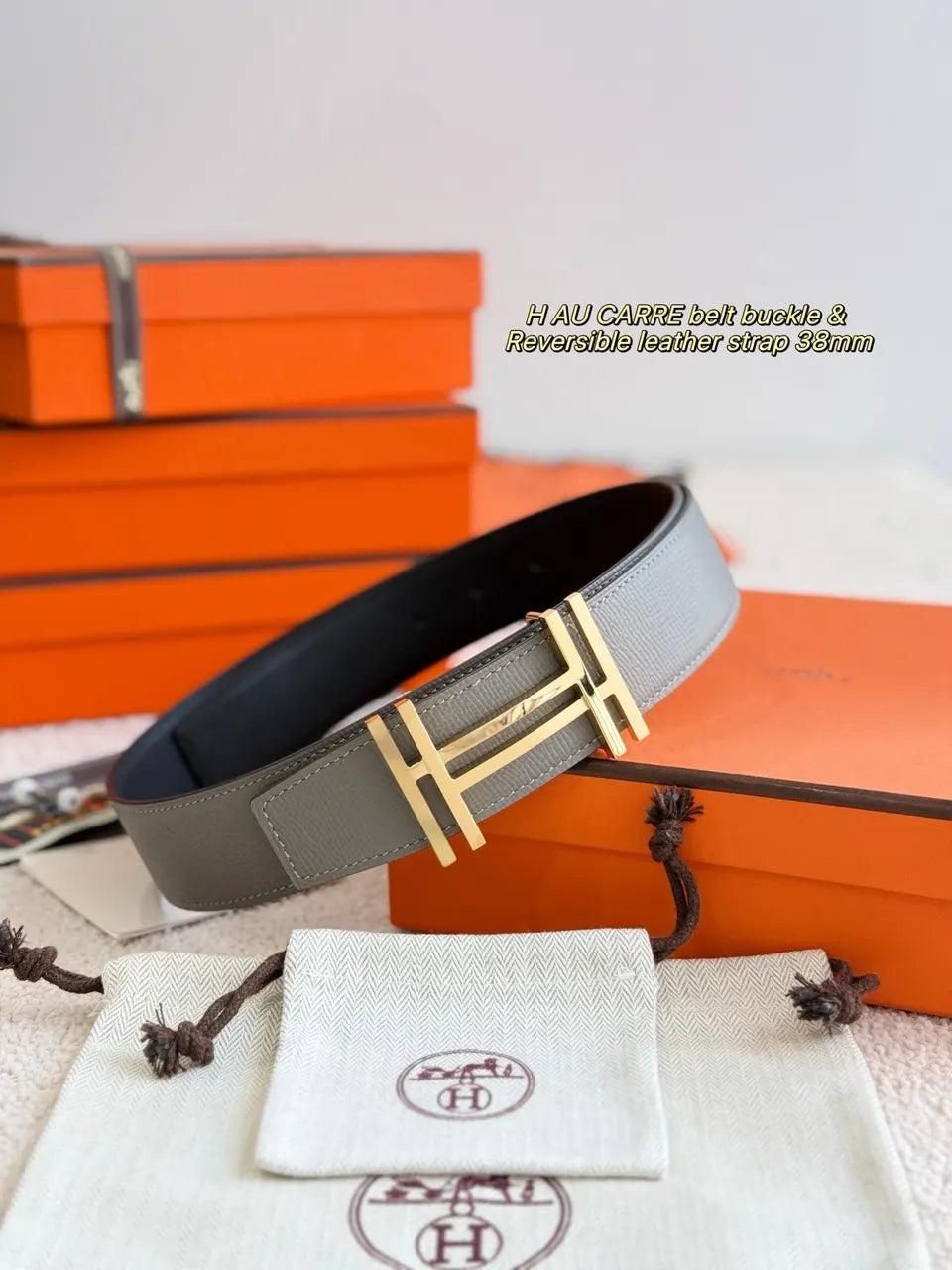 Hermes H Au Carre Reversible Belt - Hình 3