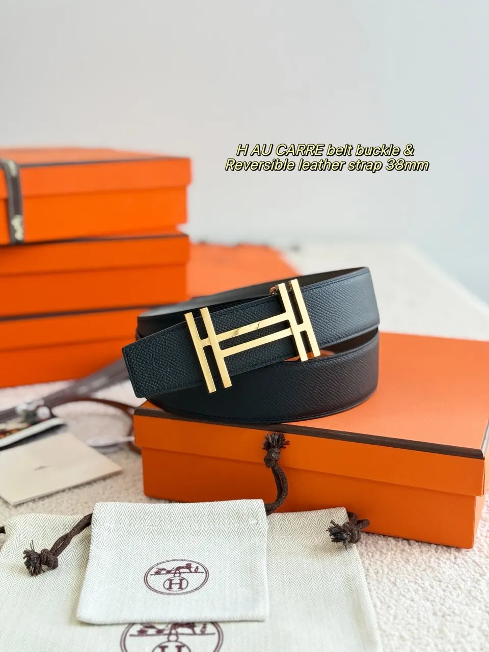 Hermes H Au Carre Reversible Belt - Hình 5