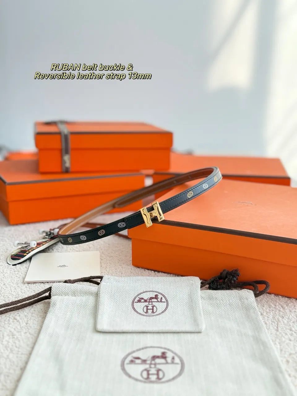 Hermes Ruban Black Leather Belt